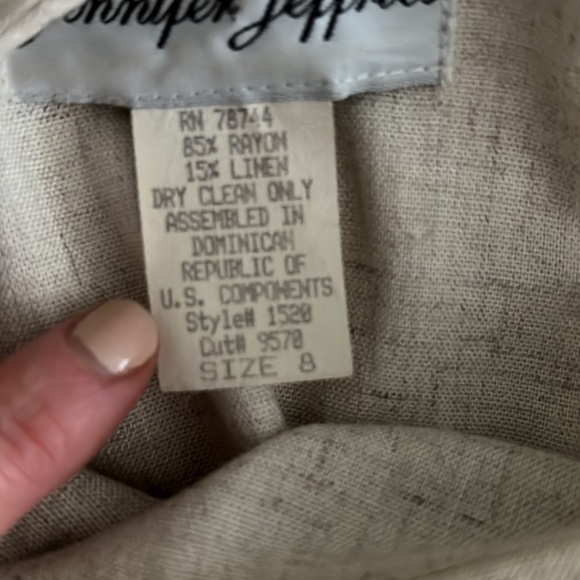 Vintage Linen look Shift Dress by Jennifer Jeffries, size 8 - Picture 2 of 5